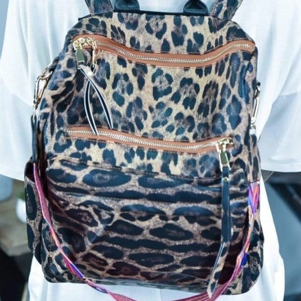 Leopard print backpack